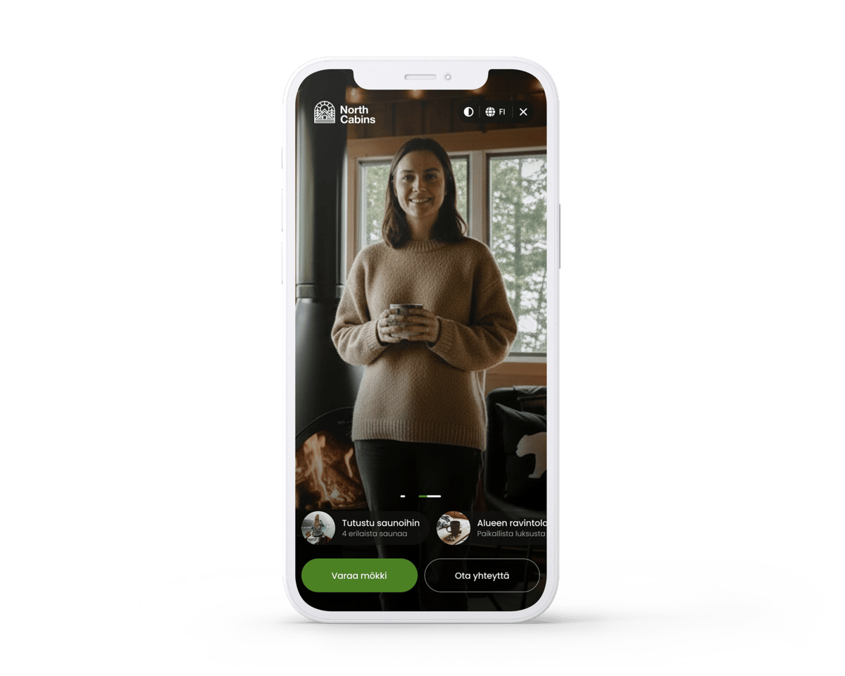 Videoapp toimii sekä mobiilissa että desktopissa ja kertoo tuotteista, palveluista ja elämyksistä. 